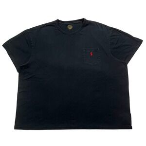 Polo Ralph Lauren Mens Black T Shirt Pocket Crew Neck Logo Red Pony Size 3XB
